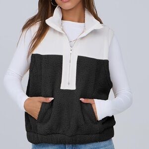 Black and White Fleece Vest